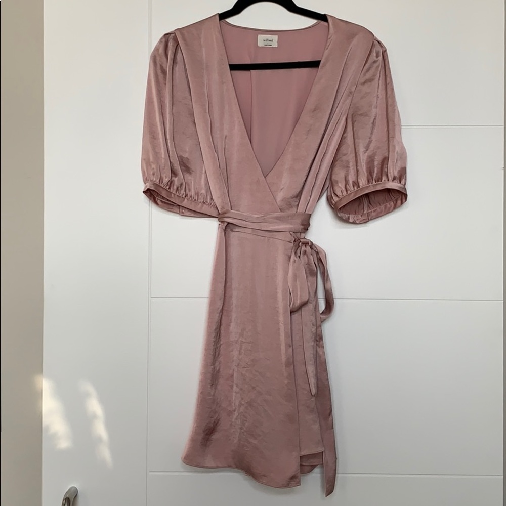 Aritzia Wilfred Pink Wrap Dress